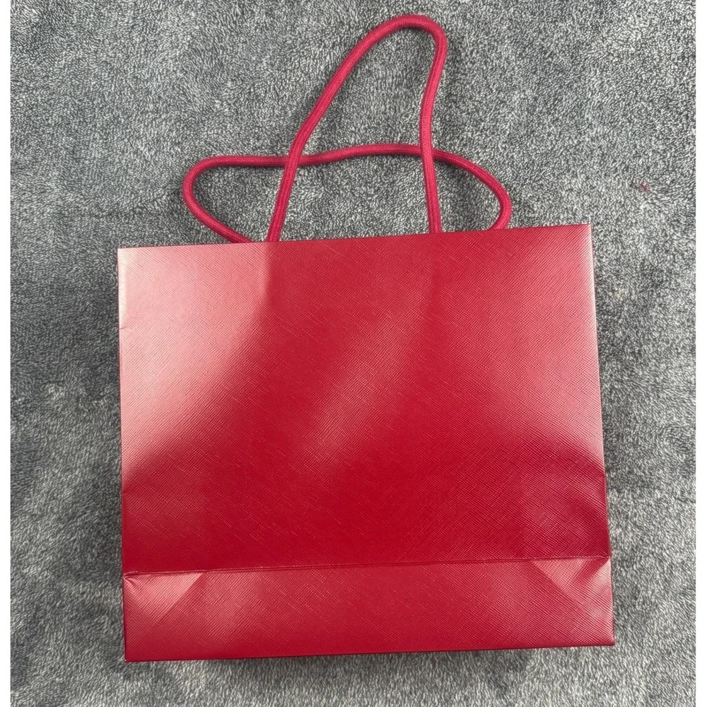 Cartier Red Textured Paper Shopping Bag Gold Logo Luxury Boutique Packaging 9x10